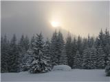 Sedlo Mokrine - planina Biffil sonce se počasi poslavlja